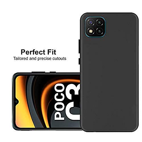 Image of Mobile Back Cover Case for Poco C3 (Silicone Case|CameraProtection|Black SC1510)