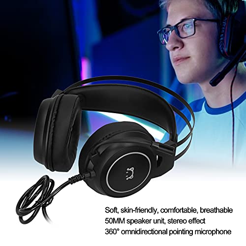 Gaming-headset, surround-stereogeluid RGB-hoofdtelefoon Plug-and-play PC-gamingheadset voor beter gamen voor het luisteren naar muziek(zwart) - Afbeelding 5