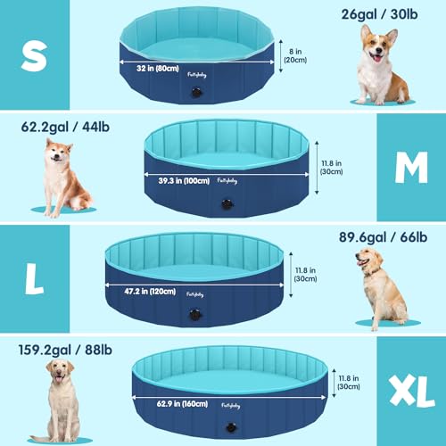 Furrybaby Dog Paddling Pool for Small Dogs, Foldable Puppy Pool, Navy Blue, 80 x 20 cm, S - Image 4