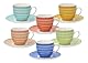 Tognana Kaleido, Set mit 6 Teetassen mit Untertassen, New Bone China, mehrfarbig