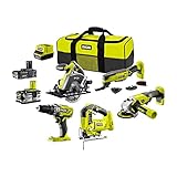 disqueuse ryobi à batterie  Pack RYOBI complet 5 outils - 2 batteries 2.0Ah et 4.0Ah - 1 chargeur - R18CK5A-242S
