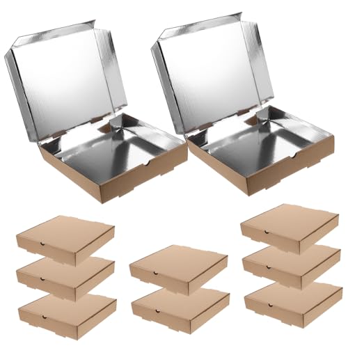 PRETYZOOM 10pcs Aluminum Foil Pizza Storage Boxes Thermal Insulated Containers for Pizzas Pies and Cookies Leakproof Design and Versatile Use for Takeout