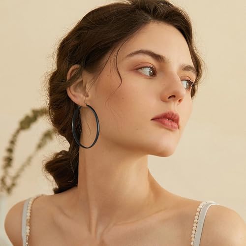 Image of Gacimy Gold Hoop Earrings for Women with 925 Sterling Silver Post | Hypoallergenic Lightweight Thick Hoops Earrings for Women Trendy Jewelry Gift