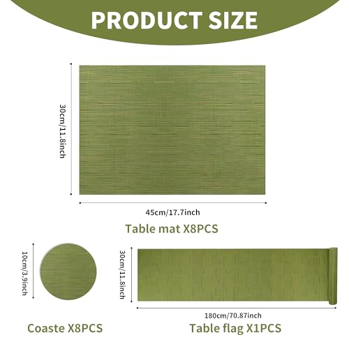 Sets de table verts lavables pour repas en extérieur et dîners sur la terrasse