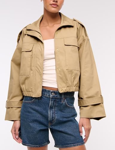 Jackets For Women Lightweight Cinched Utility Jacket Twill Coat Going Out Outwear3