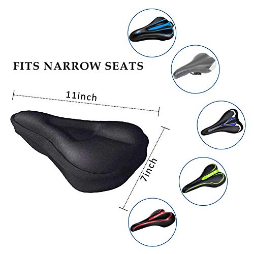 Karetto Gel Bike Seat Cover-Bike Exercise Bike Seat Cushion Cover Bicycle Saddle Pad with Water&Dust Resistant Cover Reflective Band Bandanas for Cycling