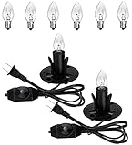 OHLight Himalayan Salt Lamp Cord Replacement with Dimmer Switch(2-Pack) and E12 Halogen Salt Lamp Bulbs(6-Pack), 6 Feet Salt Lamps Cords with Base Assembly