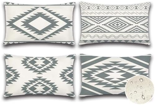 Artscope Set of 4 Waterproof Geometry Cushion Cover, Outdoor Bohemian Pillow Case for Patio Balcony Garden Sofa Office Home Decorative 30 x 50 cm Geometry80-Grey Artscope Set of 4 Waterproof Geometry Cushion Cover, Outdoor Bohemian Pillow Case for Patio Balcony Garden Sofa Office Home Decorative 30 x 50 cm Geometry80-Grey