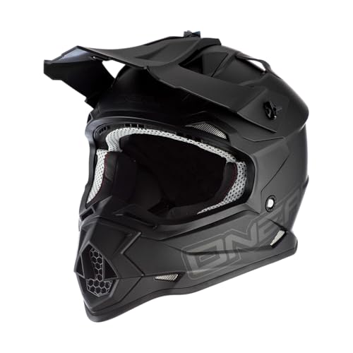O'NEAL | Motocross-Helm | MX Enduro | ABS-Schale, Lüftungsöffnungen für optimale Kühlung | 2SRS Helmet Flat V.23 | Erwachsene | Schwarz | Größe XL (61/62 cm)