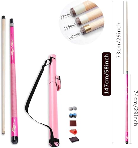 Taco de billar femenino 147 cm diámetro 11.5 mm color rosa miniatura 2
