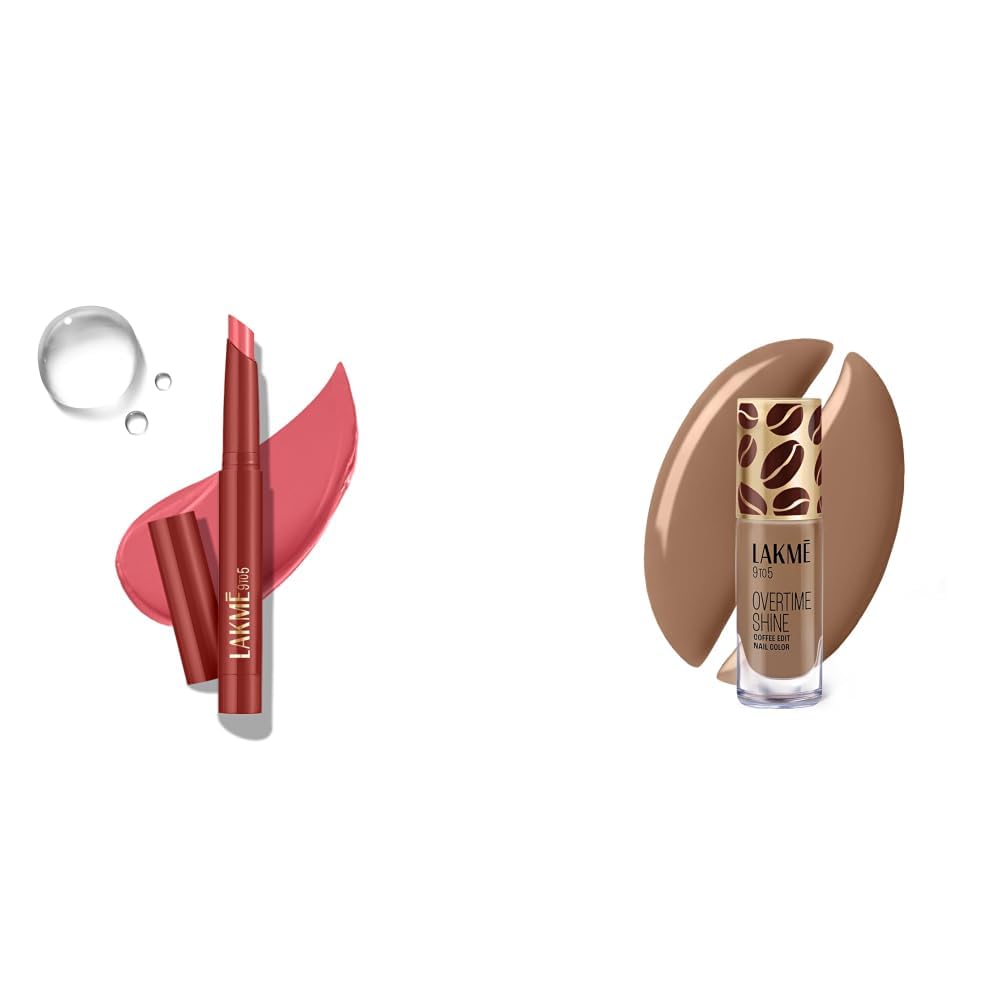 Lakme 9 to 5 Forever Matte Lip Crayon, Chic Nude 1.1g Lakme 9 to 5 Overtime Shine Nail Polish - Coffee Edit-06 Caramel Drizzle 6ml-image-24