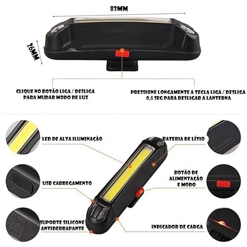 Lanterna Led Bike Sinalizador Traseiro Farol Led Luz Potente Segurança Usb Recarregável 100 Lumens