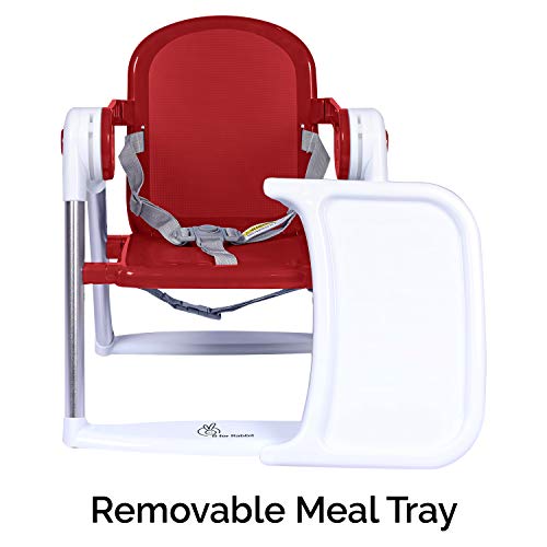Image of R for Rabbit Jelly Bean 3 in 1 Booster Chair for Baby, Booster Seat, Portable Booster Chair with 3 Point Safaty Harness and Removable Feeding Tray (Red)