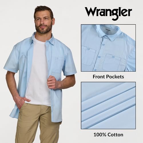 Wrangler Men's Big and Tall Short Sleeve Poplin Button Up Shirt Relaxed Fit - image 4