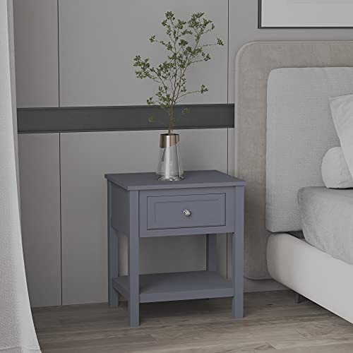 Homcom Accent End Table, Sofa Side Table With Storage Drawer And Bottom Shelf For Living Room, Bedroom, Grey #TOP1