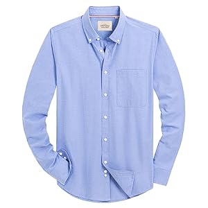 Alimens & Gentle Mens Solid Oxford Shirt Long Sleeve Dress Shirt Work Casual Button Down Shirts with Pocket