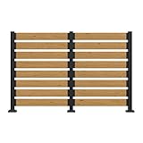 MUPATER 49'' H×78'' W Outdoor Fence Privacy Screen, No Dig Wooden Privacy Screen for Hard Ground and Soil, 2 Way to Use, Aluminum Post, Privacy Fence Panel, Air Conditioner Fence,Natural (2 Panels)