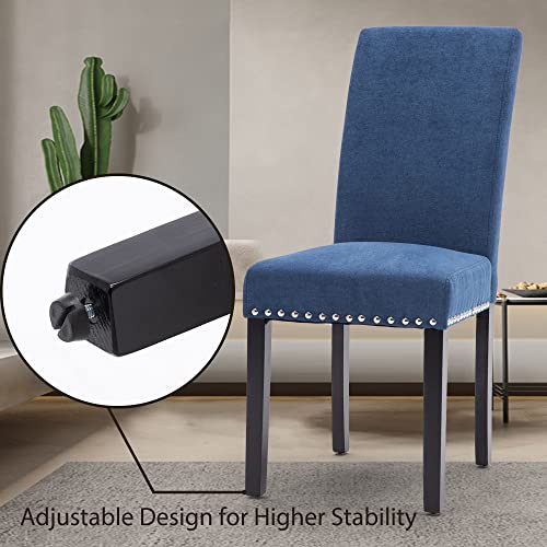 Lsspaid Dining Chairs, Fabric Padded Dining Room Chairs, Nail Head Trim Dining Chair, Blue, Set Of 4 #TOP4