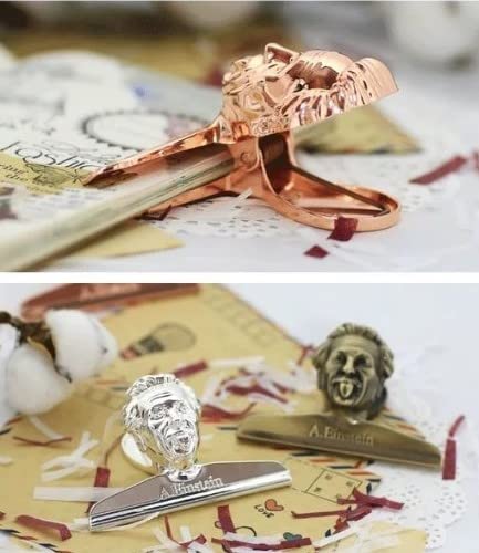 Zenta Vintage Einstein Shaped Bullet Journal Clip Book Clip Traveler's Notebook Accessories Planner Decoration Gold Metal Paper Clips Retro Stationery (Vintage Bronze) #TOP6