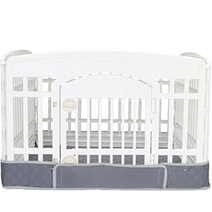 Dog Playpen Bottom Pad Mat for 36″ 4-Panel Playpens – Scratch & Chew-Resistant Puppy Pen Floor Mat with Hook & Loop Fasteners, Waterproof & Leakproof, Non-Slip (Gray) (Playpen Not Included)