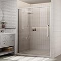 CASAINC Shower Door, Semi-Frameless Glass Shower Door 56-60 in. W x 76 in. H, Sliding Shower Door with 5/16"(8mm) Tempered Glass, Bathroom Glass Door with Stainless Steel Hardware, Double Pull Handle