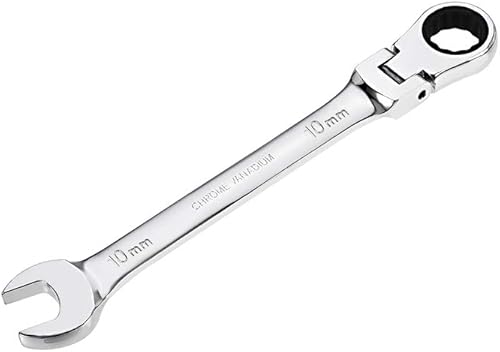 uxcell 10mm Flex-Head Ratcheting Combination Wrench Metric 72 Teeth 12 Point Ratchet Box Ended Spanner Tools, Cr-V