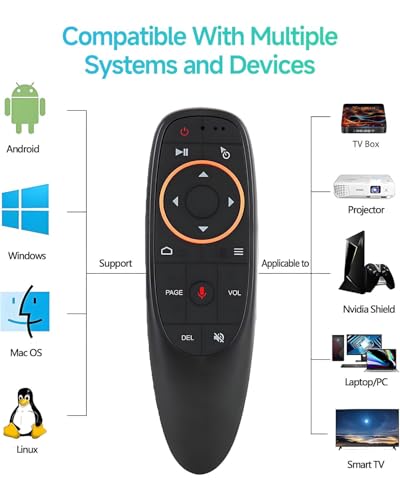 Image of Air Mouse Remote Control with Voice & Gyroscope, Wireless Fly Mouse Universal TV Remote for Android TV, Smart TV, PC, Projector, Streaming Devices