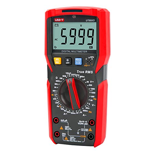 UNI-T Digital Multi Meter UT89XD 6000 Counts True RMS Sine Wave Measurement LED Test Auto Range AC DC Voltage Current Resistance Capacitance Frequency Duty Cycle Diode Continuity hFE Dual Range NCV