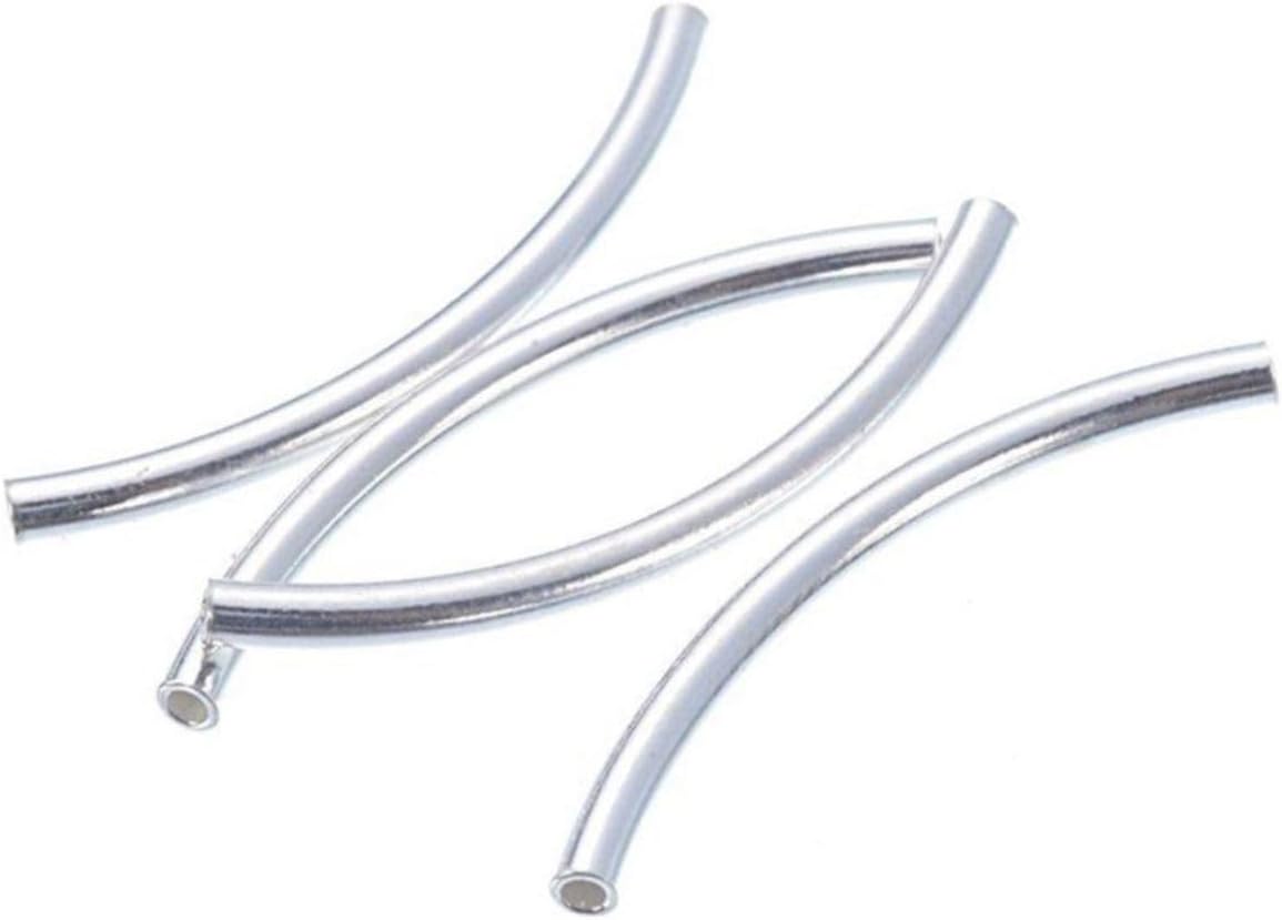30pcs Adabele Authentic 925 Sterling Silver Curved Noodle Tube Loose Beads 30mm x 2mm (Hole ID 1.5mm) Connector for DIY Craft Jewelry Making SS240-30