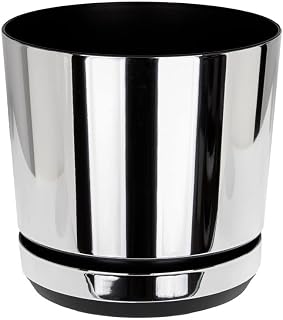 Korad Mirror Indoor Plant Pots with Drainage Holes and Matching Saucer, Round, Modern and Decorative Flowerpot for All Houseplants, 6 sizes, 25 colours ( 12 cm )