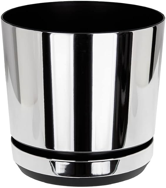 Korad Mirror Indoor Plant Pots with Drainage Holes and Matching Saucer, Round, Modern and Decorative Flowerpot for All Houseplants, 6 sizes, 25 colours ( 12 cm )