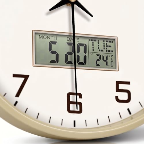 Image of Ash & Roh 12 Inch Silent Quatrz and Non-Ticking Wall Clock with Easy to Read Number and Analog Display Stylish & Decorative Design for Office, Living Room, Bedroom