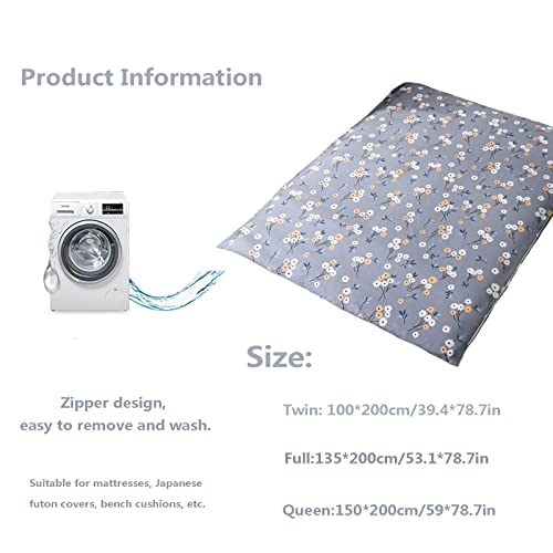 Floor Futon Mattress Cover With Zipper Full, Futon Covers 100% Cotton Washable Japanese Futon Mattress Cover Soft Skin-Friendly Without Shrinking… #TOP1