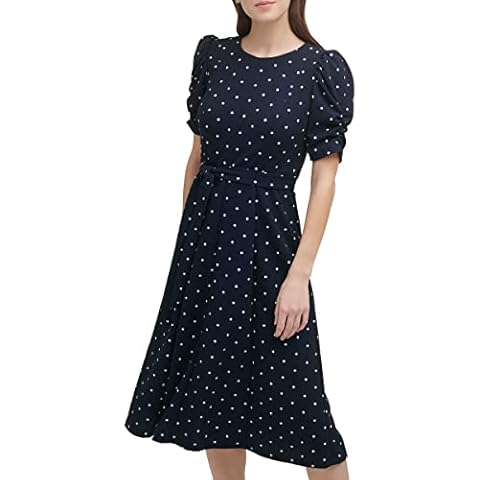DKNY Women's Jewel Neck Scuba Crepe Midi Dress Cover