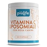 Vitamina C Liposomiale 1000mg con Rosa Canina 70% PiùLife – Alta assimilazione e tollerabilità – Supporto naturale per difese, energia e benessere – 180 capsule di Vitamina C Pura Senza Zucchero