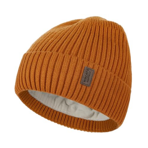 Image of Wmcaps Warm Beanie for Men Women, Fleece Lined Beanie Warm Winter Caps Unisex Fashion Knit Cuffed Cap