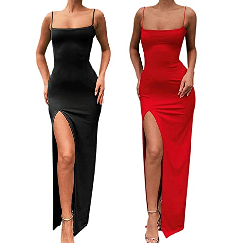 Image of Women Sleeveless Off Shoulder Split Evening Cocktail Long Dress