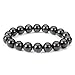 Thajaling Pulsera de obsidiana Negra Natural Pulsera de Piedras Preciosas de Cristal de Cuentas de Mala tibetana de 10 mm para Hombre Mujer
