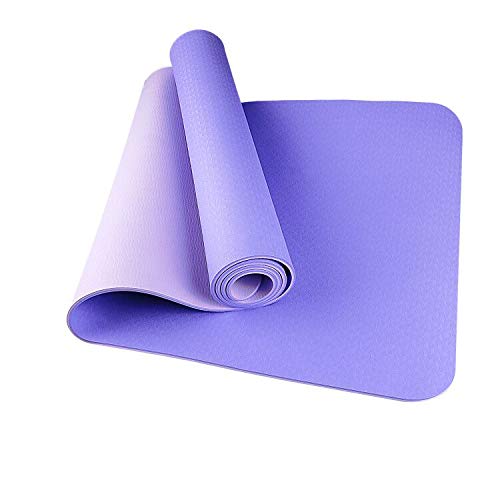 Etmury Yogamatte rutschfest Schadstofffrei Fitness Yogamatte Zweifarbige TPE Yogamatte Dünn Reise