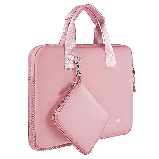 HSEOK 13 13,3 13,5 Pulgadas Maletín Impermeable de Neopreno Elástico con Bolsillo para Accesorios, Compatible con MacBook Air Pro 13"-13,3", Surface Laptop 13,5" Funda Protectora Bolso, Bebé Rosa
