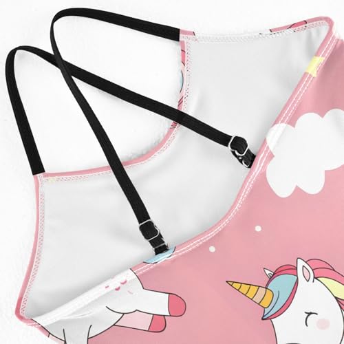 Bolaz Girls Swimsuits One-Piece Bathing Suits Multicolor Kids Sport Summer Beach Swimwear for 3-10 Years Old-Cartoon Cute Unicorn4