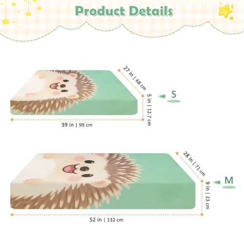 Drap housse imperméable bébé marron 132x71 cm au motif hérisson - 4