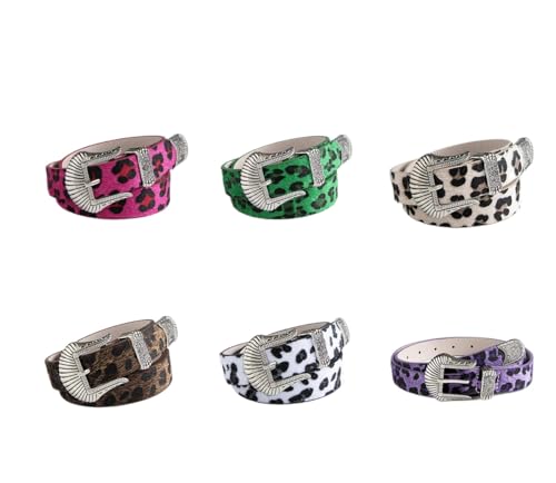 Ladies' 2.5cm wide belt, retro carved leopard print fashionable dopamine western waist buckle belt2