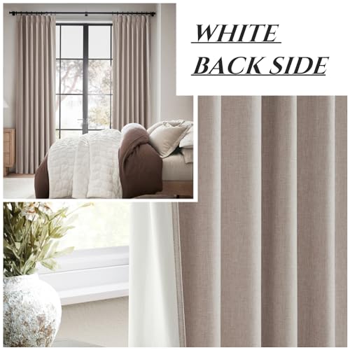 Image of Black Out Curtains 72 Inch Long, Blackout Window Curtain & Drapes 72 Inch Length 2 Panels Set Burg Pinch Pleated Viral Flax Linen Short Farmhouse for Bedroom /Dining /Living Room 6FT (W40 inchxL72 inch,Linen)