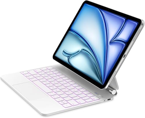 Bettdow Capa com Teclado e trackpad para iPad 10ª Geração 10.9' Polegadas, iPad (A16) 11th Generation 11 Inch 2025; modelos A2696,A2757,A2777,A3354,A3355 e A3356 com Auto Hibernação(Branco)