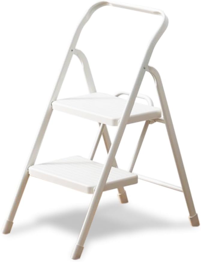 Iris Ohyama OSU-2R Folding Step Ladder, 2 Tiers, Nuance Gray, Width 15.6 x Depth 2.4 x Height 3.1 inches (40 x 60 x 79 cm) (In Use), Nuance Color Fits Into Rooms, Includes Stoppers for Kids, Ensures