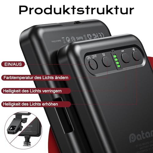 Wiederaufladbares weiches Selfie-Licht für Telefon, Kamera, Laptop, 3000 mAh tragbares LED-Licht für Bilder, Telefon-Lichtclip für Selfie, Vlog, TikTok, Make-up, Videokonferenz