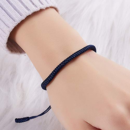 Milehouse Fashion Bangle Bracelet For Girls Women, Men Handmade Knot Braided Rope Bracelet Adjustable Lucky Bangle Jewelry - Dark Blue #TOP1