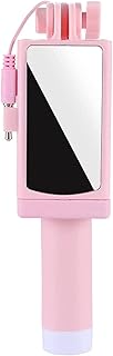 ZRDSZWZ Mini selfie stick plegable plegable espejo selfie stick stick mano 3,5 mm control de línea de audio (color: rosa) (color: rosa) (color: rosa)