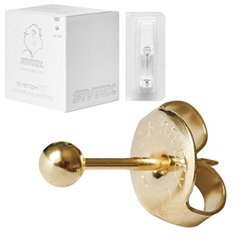 Ear Piercing Earrings Gold Mini 3mm Round Ball Studs 